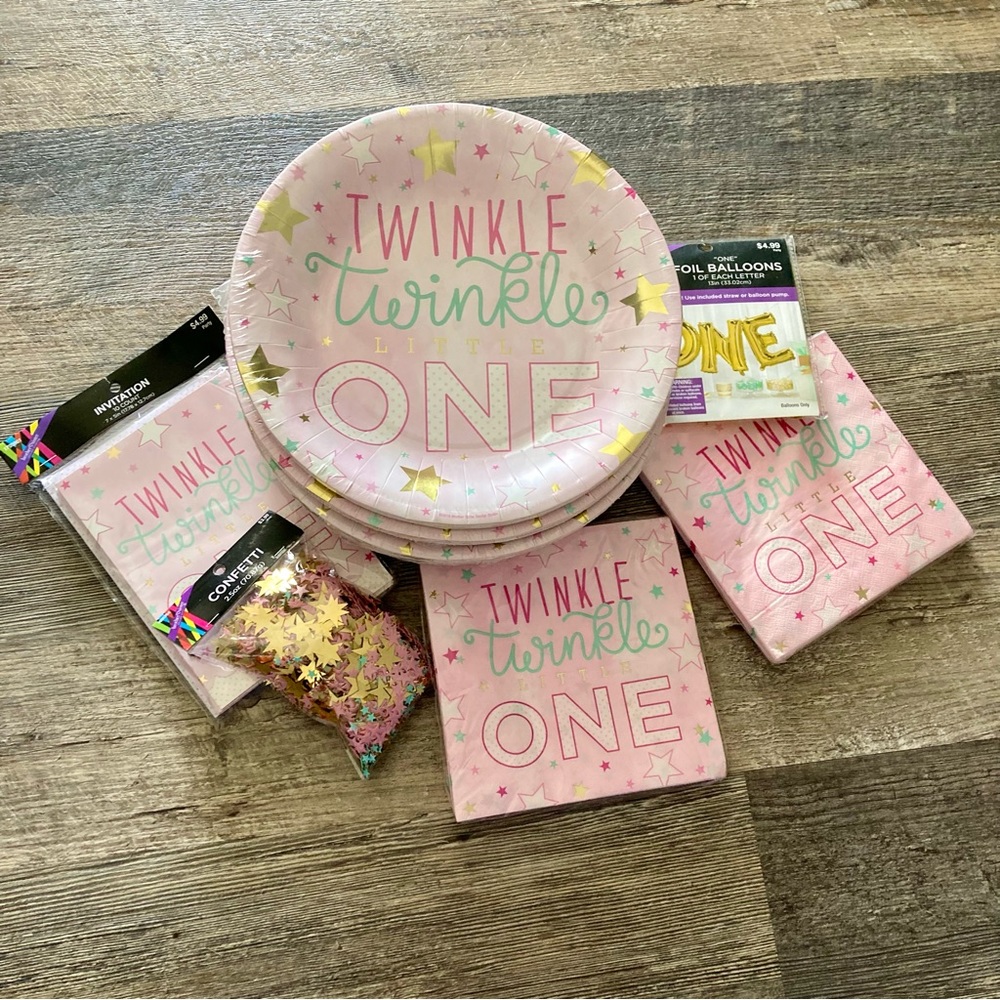 Twinkle Twinkle Little One Birthday Party Supplies -NWT